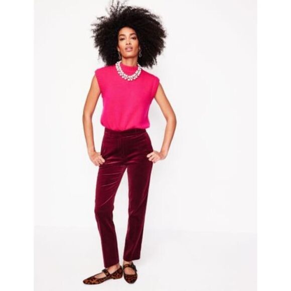 Boden NWT Women's Red Kew Velvet Pants MSRP $160 Size 8R - Picture 1 of 7